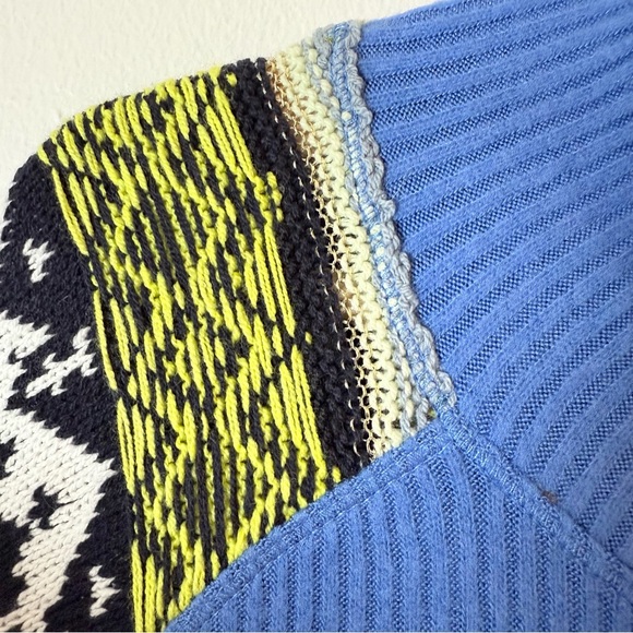 Free People Prism Thermal Top Blue Bell Fair Isle Sweater Sleeve NWT Size Small - Picture 13 of 16